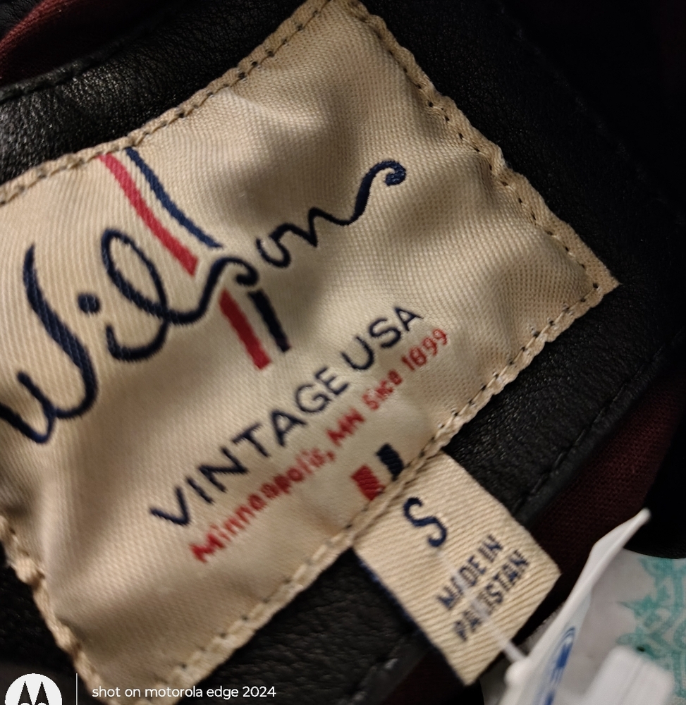 Wilson Black Leather Jacket with Cream Stripes - Picture 3 of 3